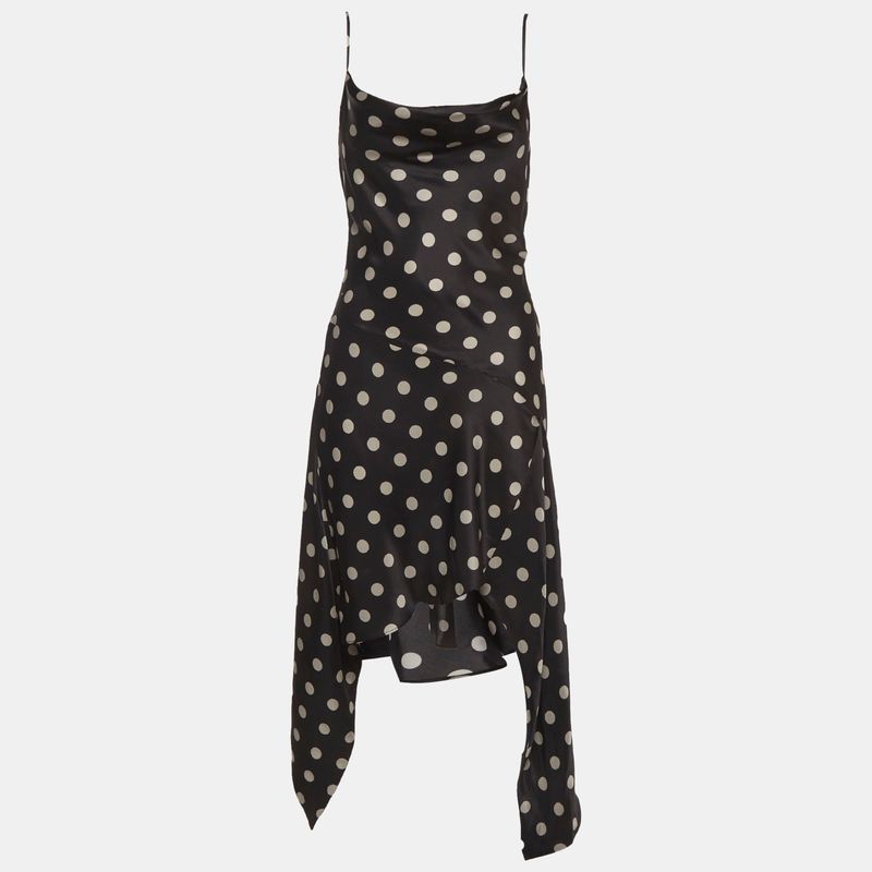 Nicholas Black Polka Dot Satin Draped Galira Dress M
